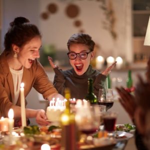 Woman's Birthday Celebration together with her friends.