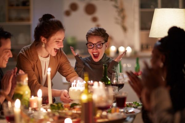 Woman's Birthday Celebration together with her friends.
